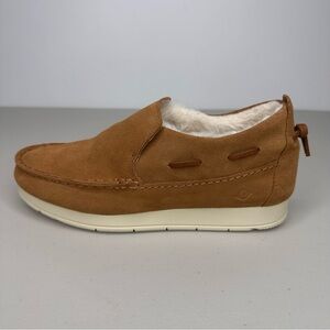 Sperry Top-Sider Moc-Sider Wedge Slipper Women’s 7 M Tan Faux Suede Fur Shoe